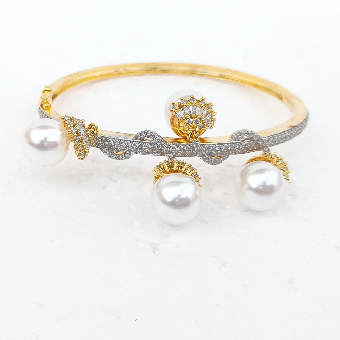 Pearl Gemstone Bangle | 22k Gold Plated Indian Bollywood Bracelet | Gemstone Pearl Bracelet | Handcrafted  Wedding Bridal Jewelry