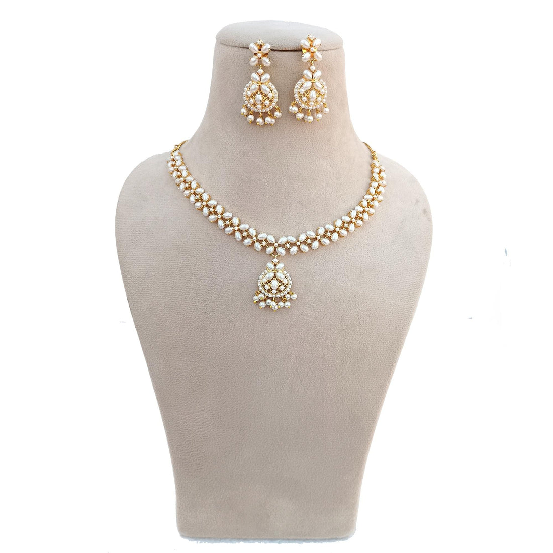Luxury Gold Plated Ruby Emerald Pearl Necklace | South Indian Bridal Wedding Jewelry | Traditional Statement Necklace | Valentine Gift — 7