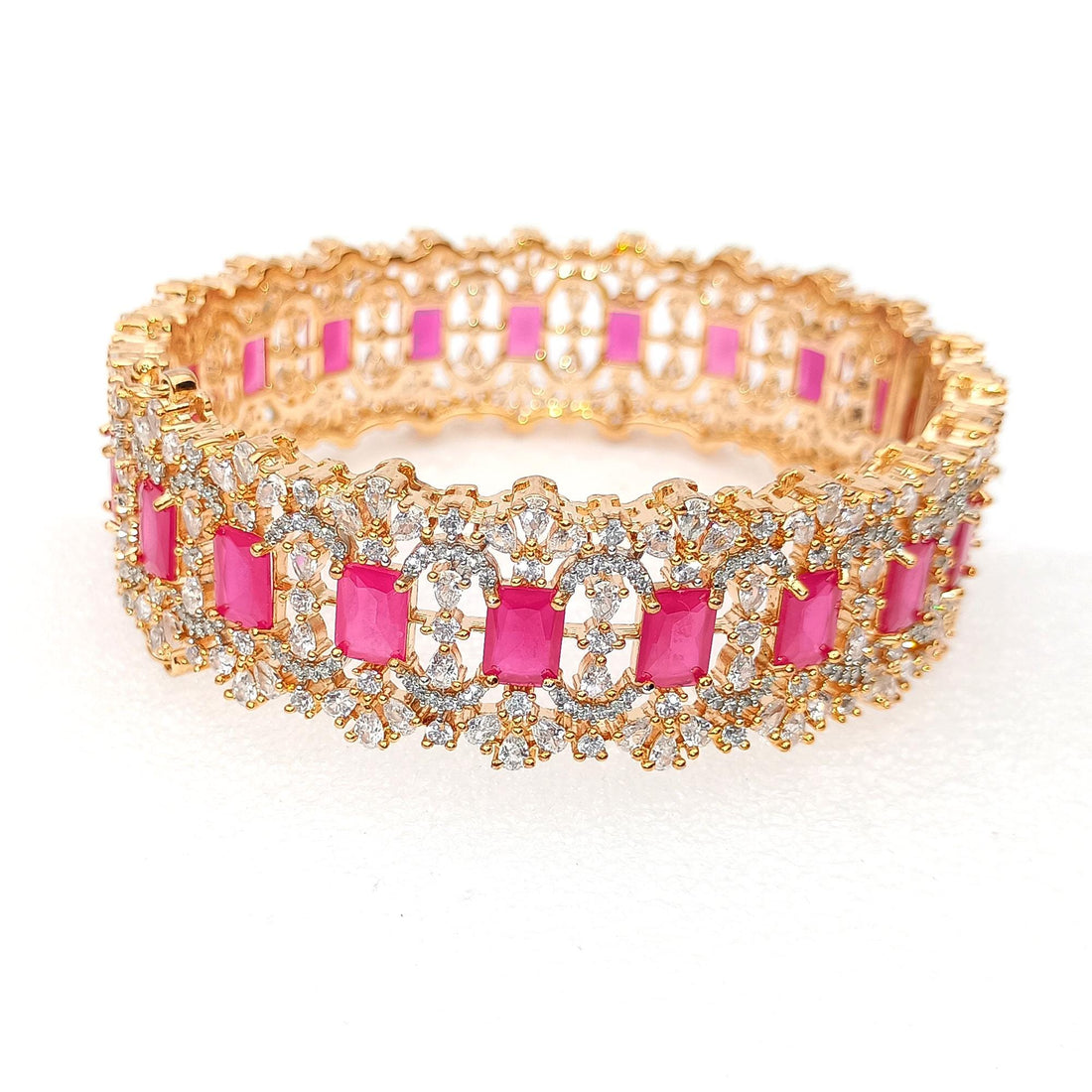 Ruby CZ Gold Plated Indian Bangles | Bollywood Style Bracelet | BCZ Bangles |  Wedding Favour Return Gift Favour | Gift For Her — 7