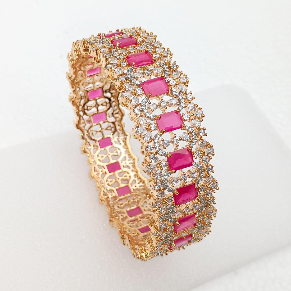 Ruby CZ Gold Plated Indian Bangles | Bollywood Style Bracelet | BCZ Bangles |  Wedding Favour Return Gift Favour | Gift For Her — 6