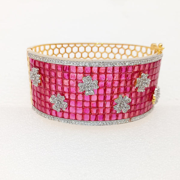 Ruby CZ Gold Plated Indian Bangles | Handcrafted Indian Bridal Kada | Fashionable Bridal Wedding Jewelry | Stone Bangles | Gift For Her