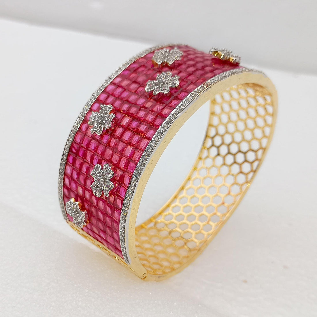 Ruby CZ Gold Plated Indian Bangles | Handcrafted Indian Bridal Kada | Fashionable Bridal Wedding Jewelry | Stone Bangles | Gift For Her — 6