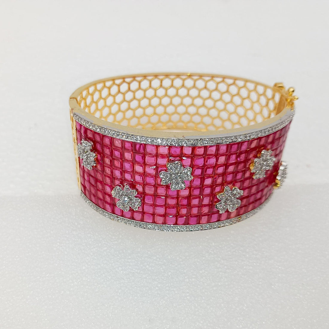 Ruby CZ Gold Plated Indian Bangles | Handcrafted Indian Bridal Kada | Fashionable Bridal Wedding Jewelry | Stone Bangles | Gift For Her — 3