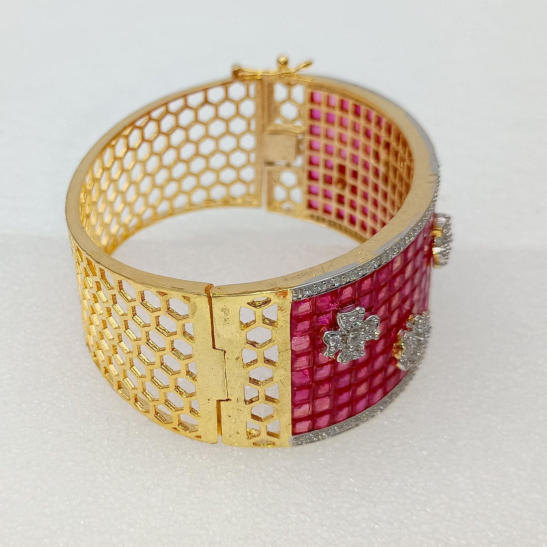 Ruby CZ Gold Plated Indian Bangles | Handcrafted Indian Bridal Kada | Fashionable Bridal Wedding Jewelry | Stone Bangles | Gift For Her — 7
