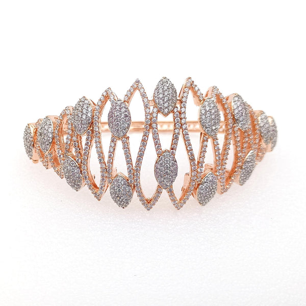 Rose Gold Cubic Zirconia Diamond Bangle | Indian Bollywood Style Bracelet | Elegant Bridal Wedding Party Jewelry | Gift for Her