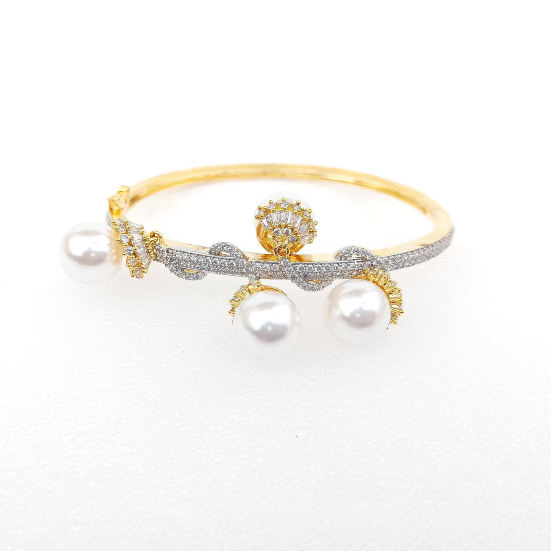 Pearl Gemstone Bangle | 22k Gold Plated Indian Bollywood Bracelet | Gemstone Pearl Bracelet | Handcrafted  Wedding Bridal Jewelry — 3