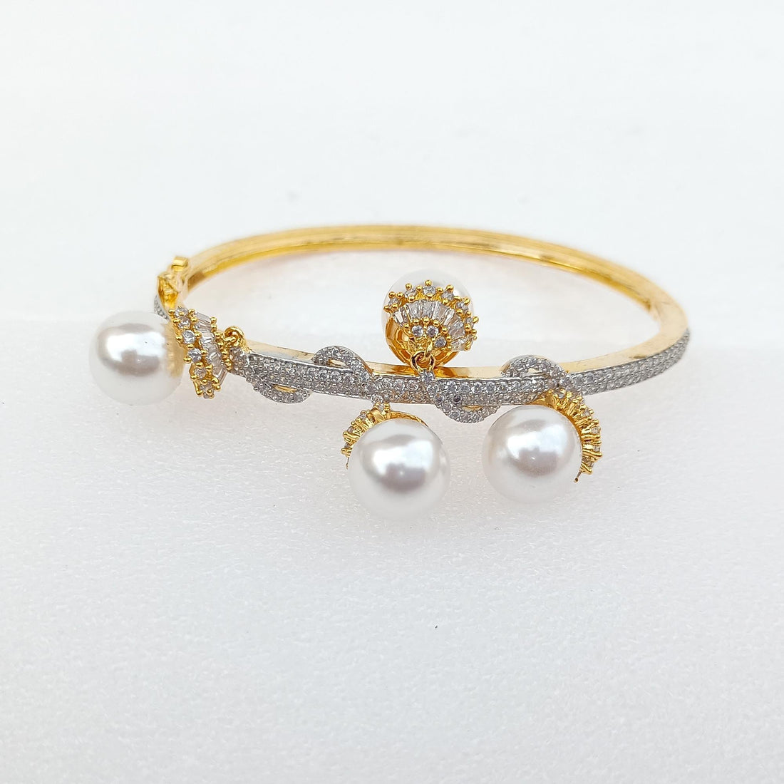 Pearl Gemstone Bangle | 22k Gold Plated Indian Bollywood Bracelet | Gemstone Pearl Bracelet | Handcrafted  Wedding Bridal Jewelry — 2