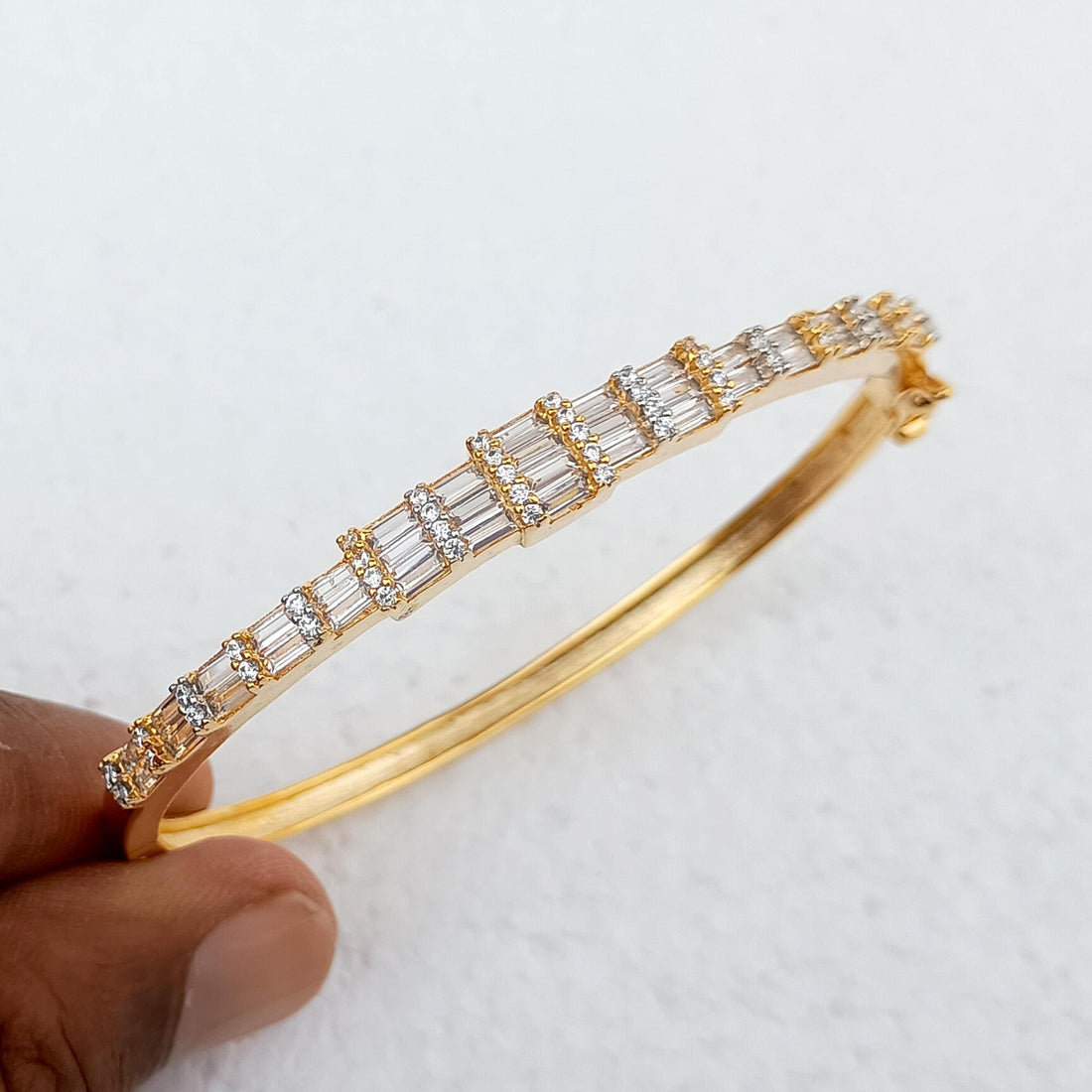 Cubic Zirconia Indian Bangle | 22K Gold Plated Bollywood Bracelet | Bridal Wedding Bangle | Ethnic Party Wear Jewelry | Gift for Her