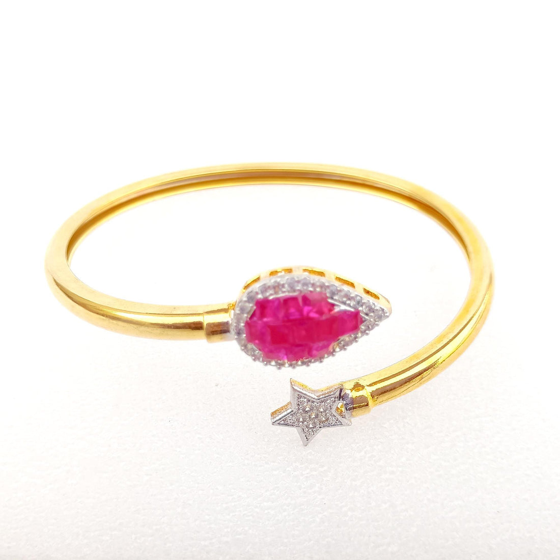 Handmade Ruby CZ Gold Plated Bangle | Bollywood Indian Bracelet | Bridal Wedding Statement Bangle | Ethnic Party Wear Jewelry | Gift for Her — 7