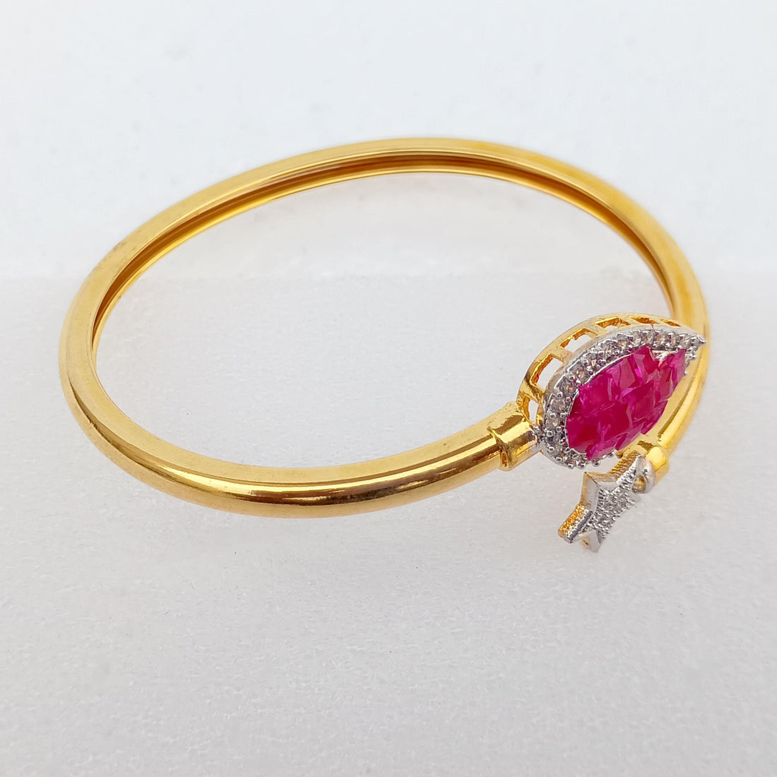 Handmade Ruby CZ Gold Plated Bangle | Bollywood Indian Bracelet | Bridal Wedding Statement Bangle | Ethnic Party Wear Jewelry | Gift for Her — 5