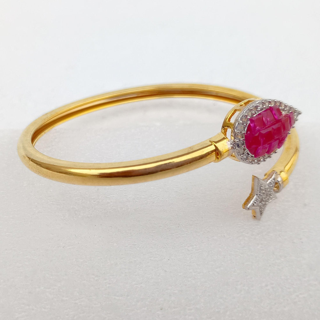 Handmade Ruby CZ Gold Plated Bangle | Bollywood Indian Bracelet | Bridal Wedding Statement Bangle | Ethnic Party Wear Jewelry | Gift for Her — 6