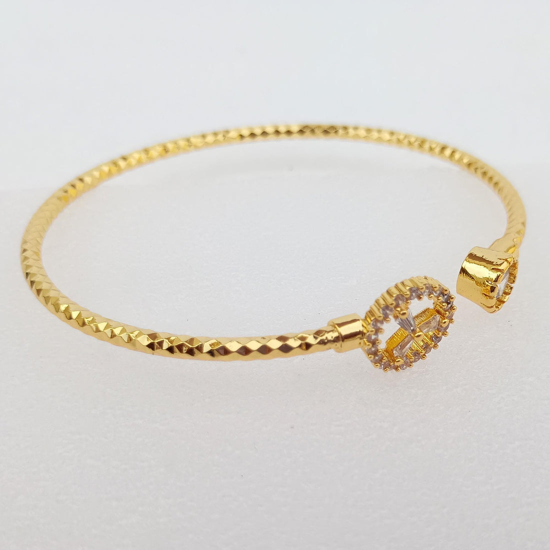 Gold Plated CZ Bangle | Bollywood Style Indian Bracelet | Bridal Wedding Statement Bangle | Ethnic Party Wear Jewelry | Gift for Her — 4
