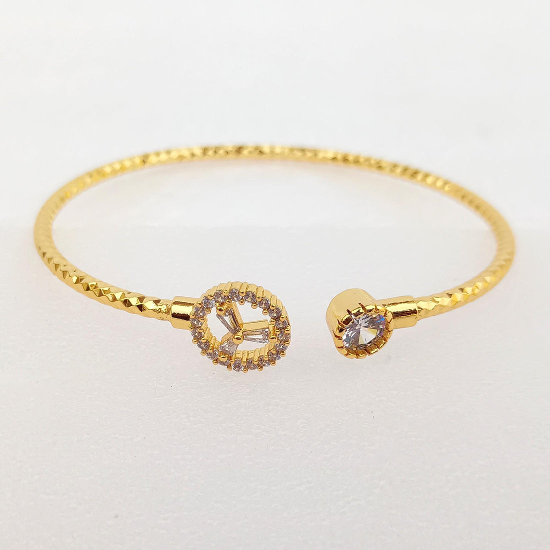 Gold Plated CZ Bangle | Bollywood Style Indian Bracelet | Bridal Wedding Statement Bangle | Ethnic Party Wear Jewelry | Gift for Her — 2