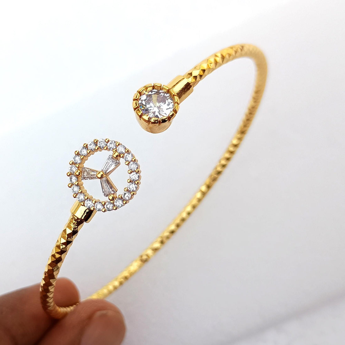 Gold Plated CZ Bangle | Bollywood Style Indian Bracelet | Bridal Wedding Statement Bangle | Ethnic Party Wear Jewelry | Gift for Her — 5