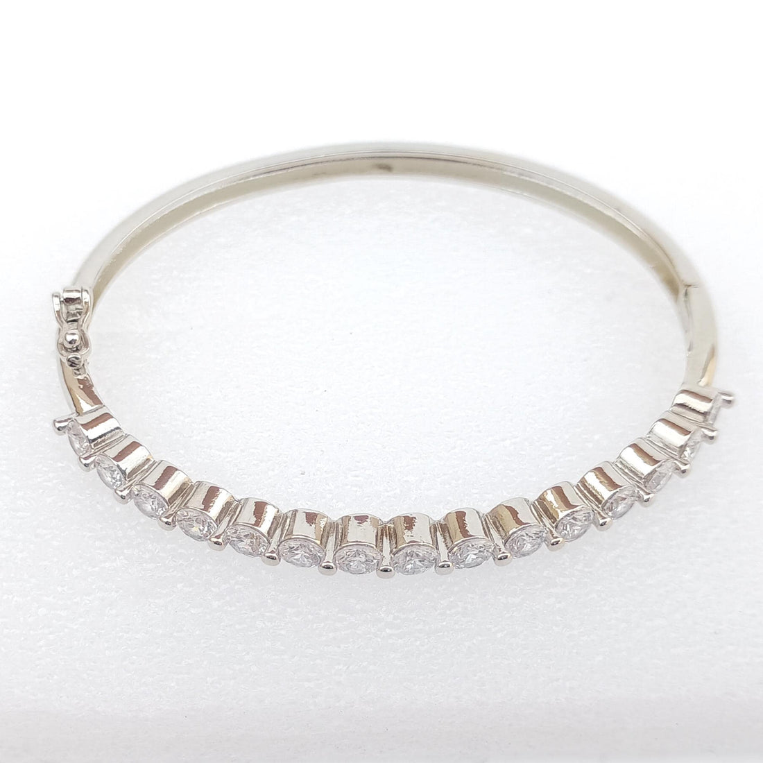 Handmade CZ Diamond Bangle | White Gold Plated Bollywood Bracelet | Bridal Wedding Statement Bangle |Indian Party Wear Jewelry |Gift for Her — 6