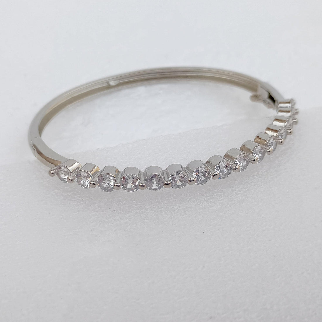 Handmade CZ Diamond Bangle | White Gold Plated Bollywood Bracelet | Bridal Wedding Statement Bangle |Indian Party Wear Jewelry |Gift for Her — 3