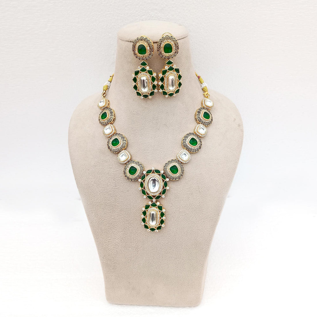 22k Gold Plated Kundan Necklace | Indian Bridal Jewelry | Elegant Wedding Ethnic Statement Necklace | Traditional Jewelry | Gift For Her