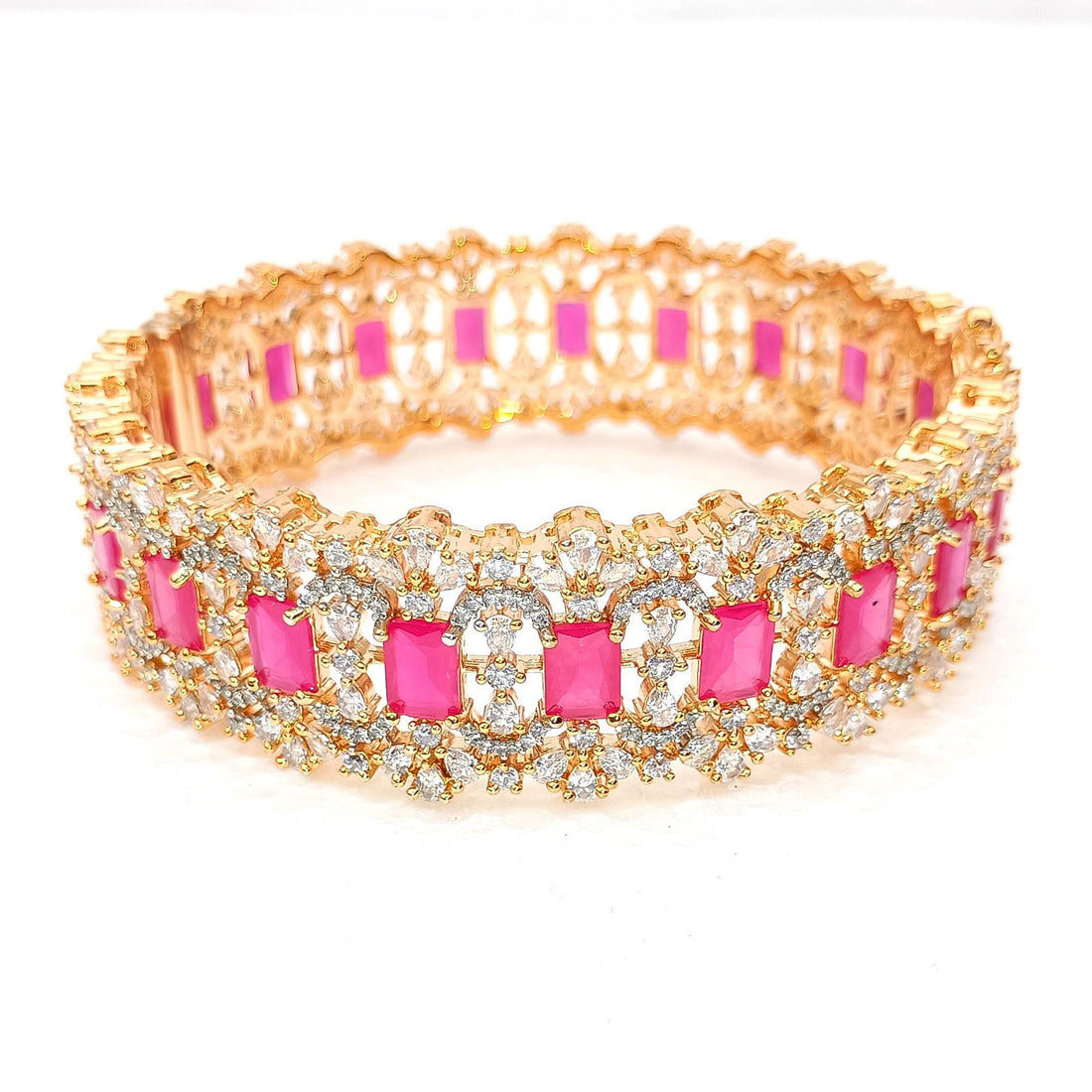 Ruby CZ Gold Plated Indian Bangles | Bollywood Style Bracelet | BCZ Bangles |  Wedding Favour Return Gift Favour | Gift For Her — 8