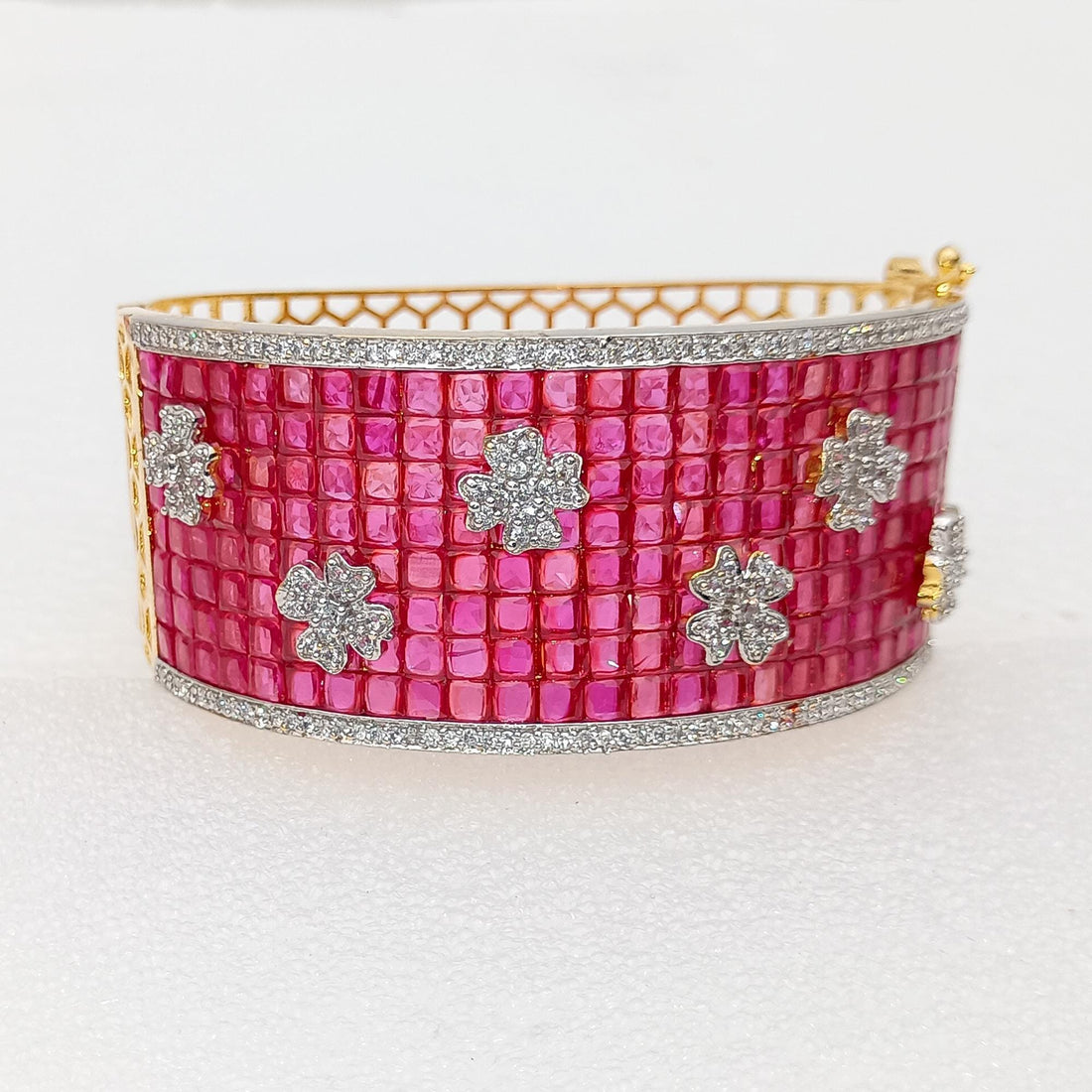 Ruby CZ Gold Plated Indian Bangles | Handcrafted Indian Bridal Kada | Fashionable Bridal Wedding Jewelry | Stone Bangles | Gift For Her — 2