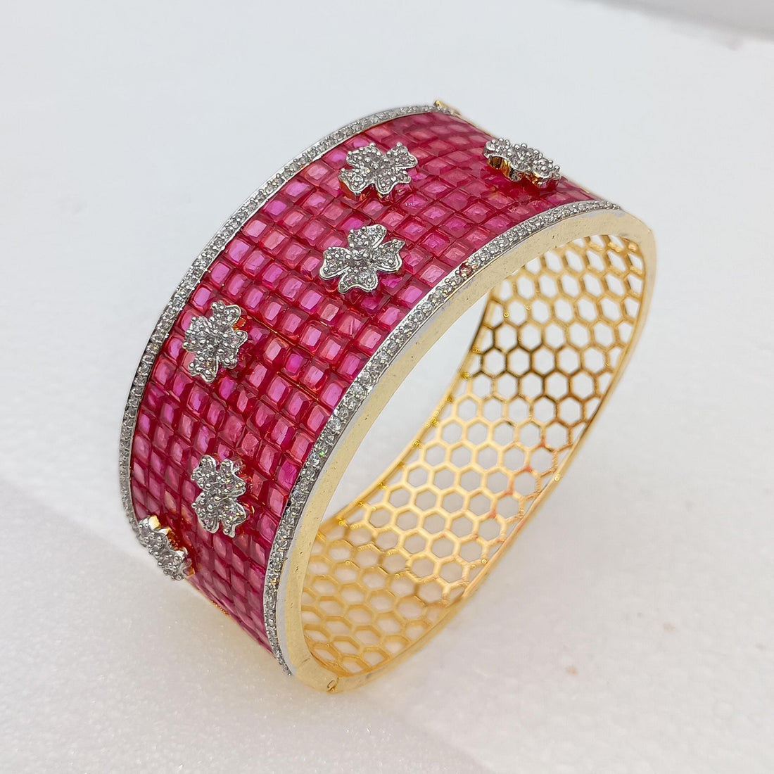Ruby CZ Gold Plated Indian Bangles | Handcrafted Indian Bridal Kada | Fashionable Bridal Wedding Jewelry | Stone Bangles | Gift For Her — 5