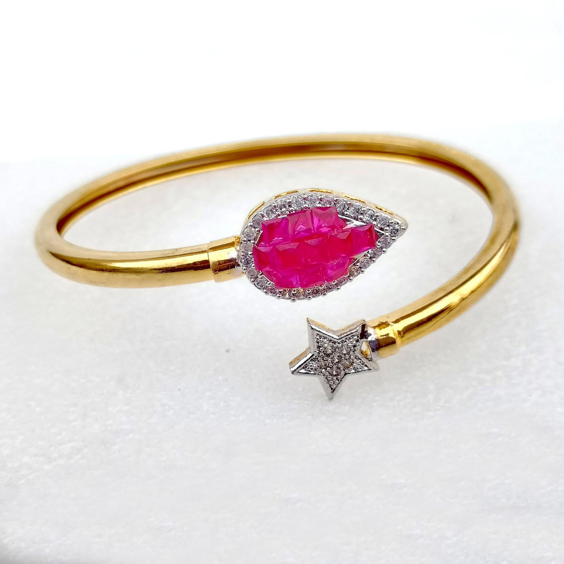 Handmade Ruby CZ Gold Plated Bangle | Bollywood Indian Bracelet | Bridal Wedding Statement Bangle | Ethnic Party Wear Jewelry | Gift for Her — 8