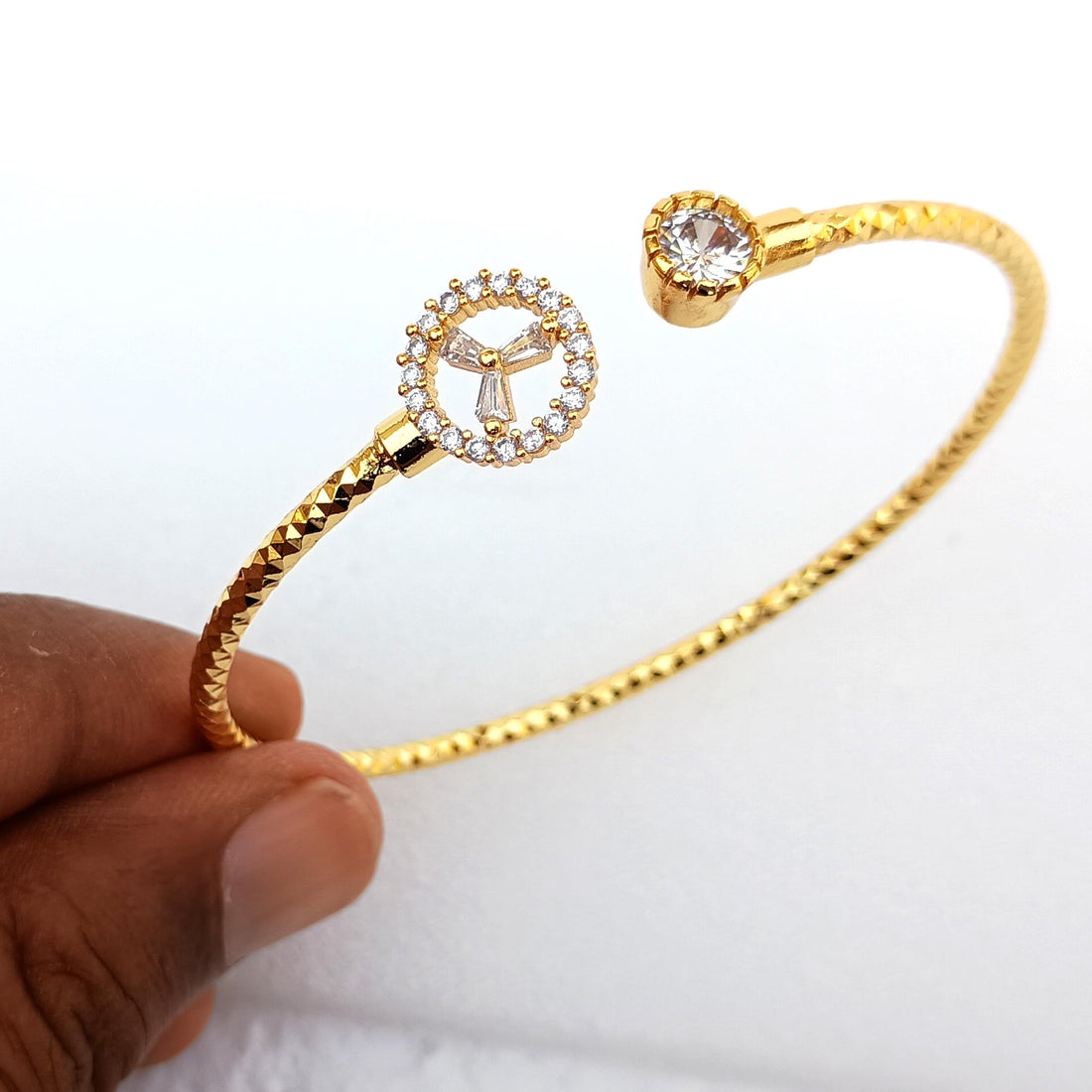 Gold Plated CZ Bangle | Bollywood Style Indian Bracelet | Bridal Wedding Statement Bangle | Ethnic Party Wear Jewelry | Gift for Her — 6
