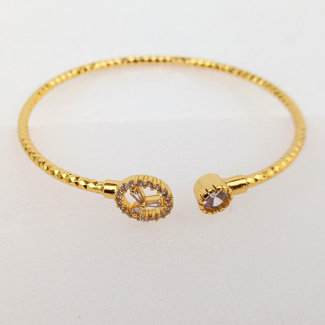 Gold Plated CZ Bangle | Bollywood Style Indian Bracelet | Bridal Wedding Statement Bangle | Ethnic Party Wear Jewelry | Gift for Her — 3