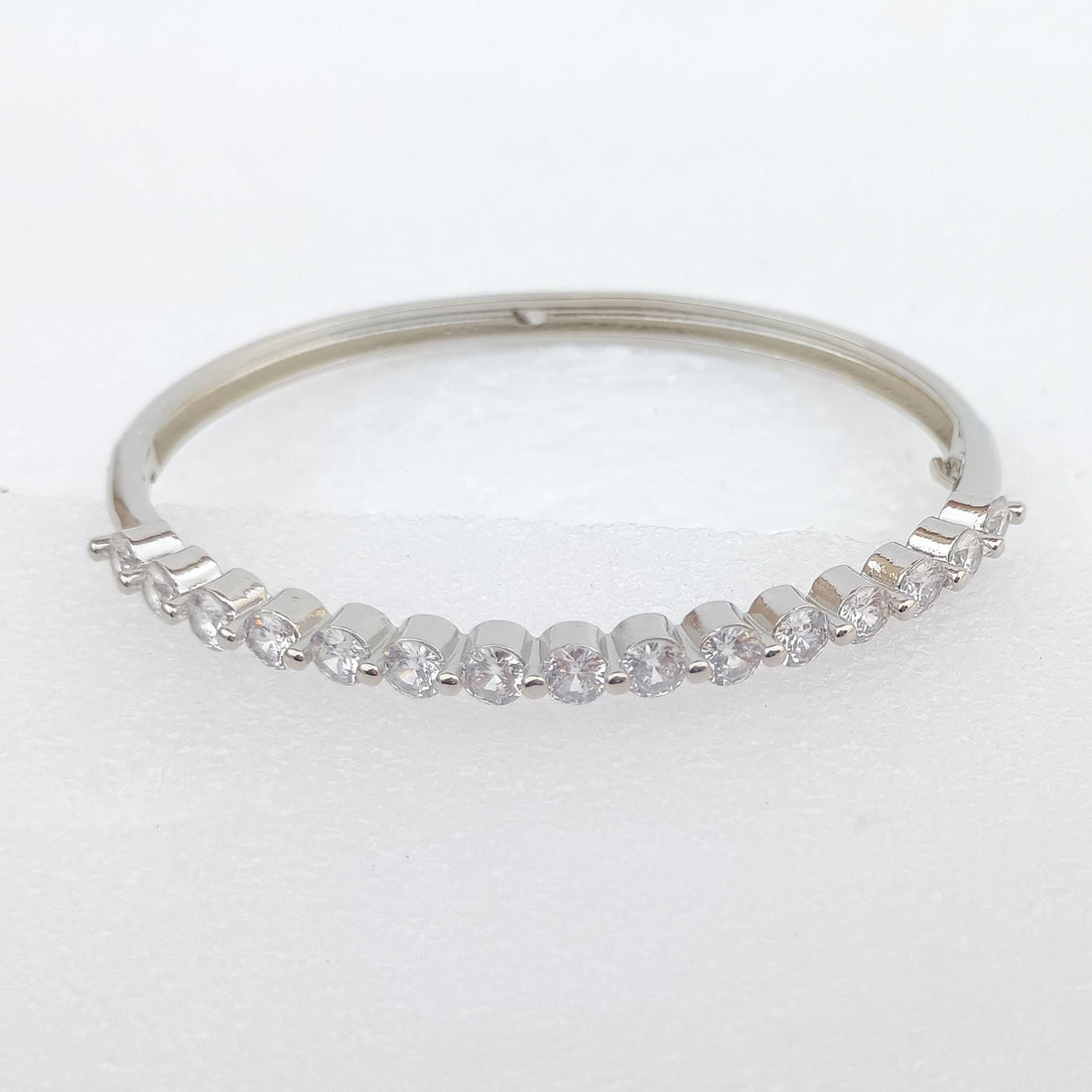 Handmade CZ Diamond Bangle | White Gold Plated Bollywood Bracelet | Bridal Wedding Statement Bangle |Indian Party Wear Jewelry |Gift for Her — 2