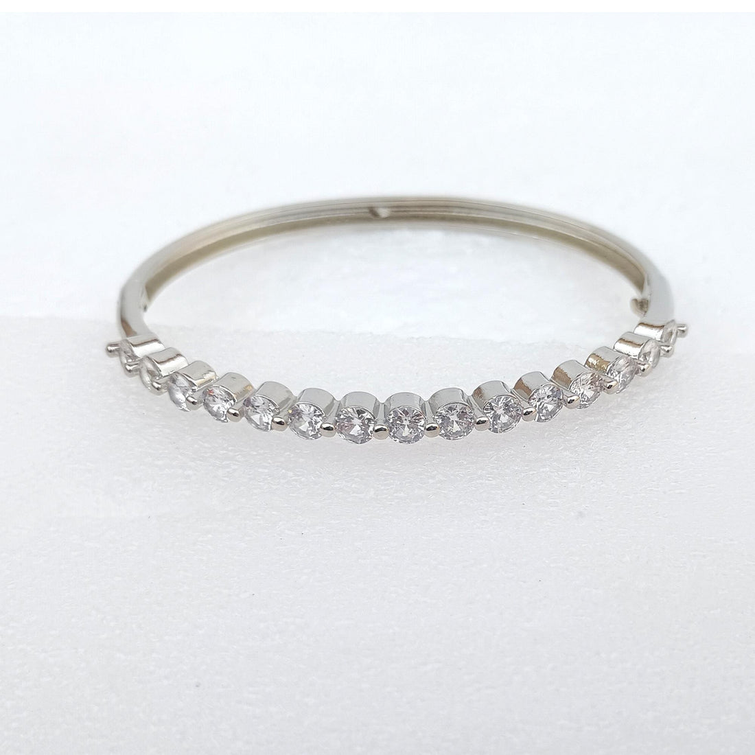 Handmade CZ Diamond Bangle | White Gold Plated Bollywood Bracelet | Bridal Wedding Statement Bangle |Indian Party Wear Jewelry |Gift for Her