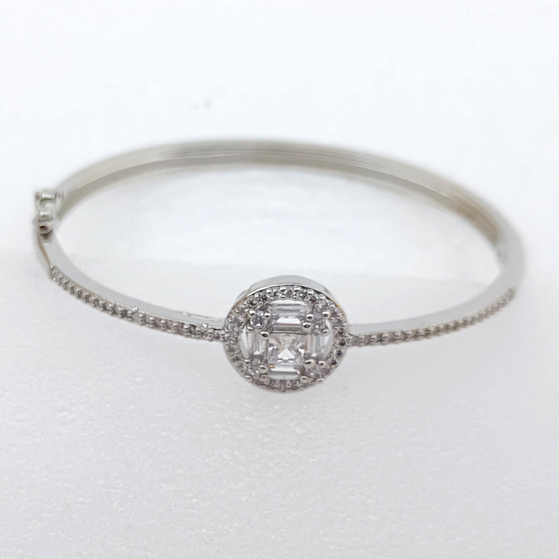 Handmade CZ Diamond Bangle | White Gold Plated Indian Bollywood Bracelet | Bridal Wedding Statement Bangle | Party Jewelry | Gift for Her — 4