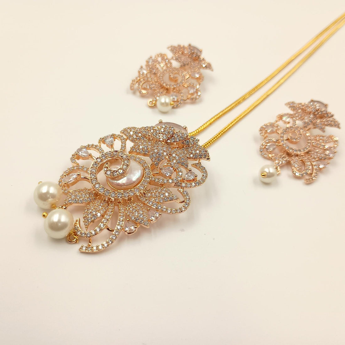 Victorian Gemstone Pendant Set: Rose Quartz, Moonstone, Emerald