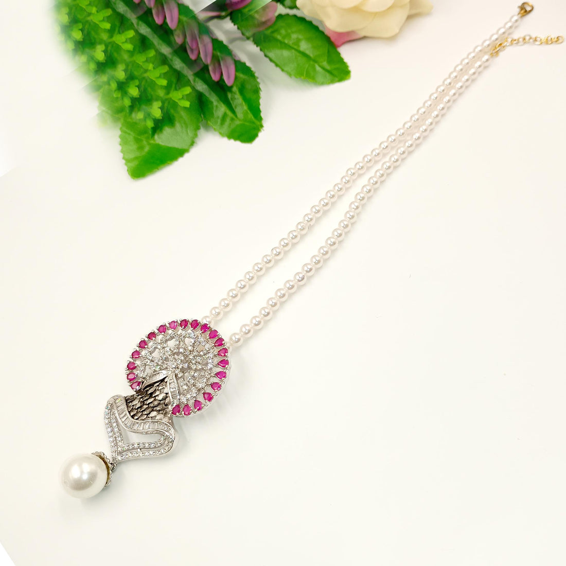 Ruby Citrine Pearl Pendant Set: Vintage Victorian Style Jewelry — 5