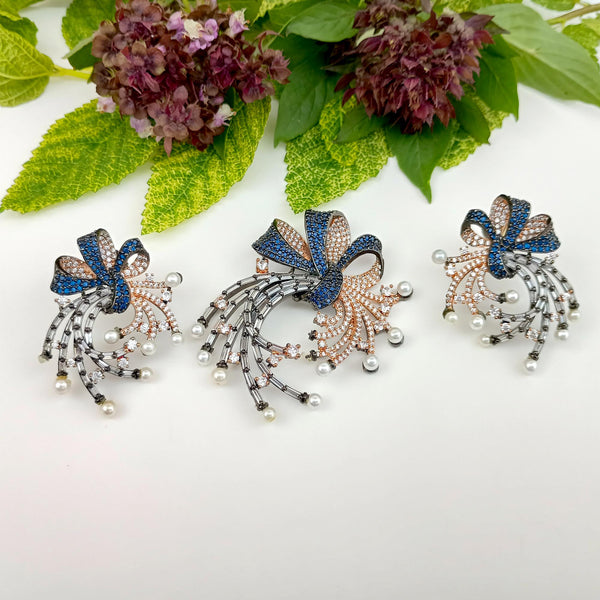 Victorian Style Sapphire-CZ Pendant Necklace: Indian Bridal Jewelry