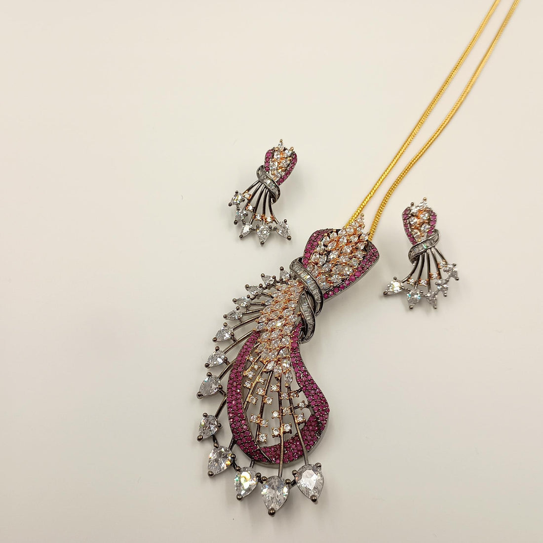 Ruby Style Statement Pendant Set: Indian Designer Jewelry