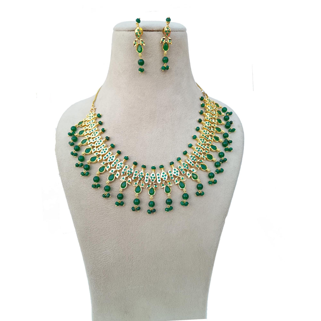 Gold Plated Ruby Bridal Necklace Set | South Indian Wedding Jewelry | Gift For Her | Traditional Necklace  | Engagement Necklace — 4