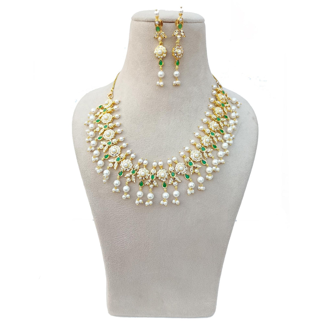 Gold Plated Ruby Necklace Set | South Indian Bridal Wedding Necklace  | Traditional Jewelry | Ethnic Statement Necklace | Gift For Her — 4