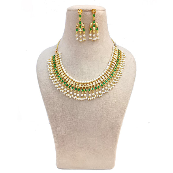 22K Gold Plated Ruby & Emerald Necklace | South Indian Wedding Jewelry | Traditional Bridal Necklace | Party Wear Necklace  | Gift for Her
