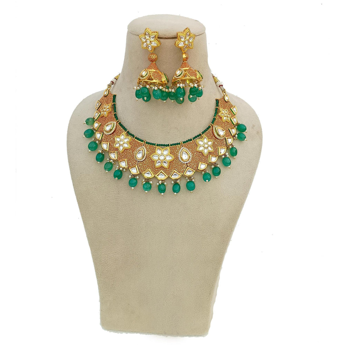 Kundan Meena Traditional Polki Indian Wedding Necklace | Gold Plated Bridal Jewellery | Ethnic Necklace | Reception Wear | Gift for Her — 3
