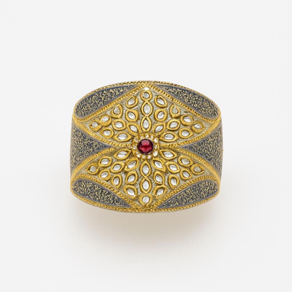 22K Gold Plated Kundan & Blue Meenakari Openable Bracelet | Rajasthani Handcrafted Jewelry | Traditional Cuff | Wedding Enamel jewelry