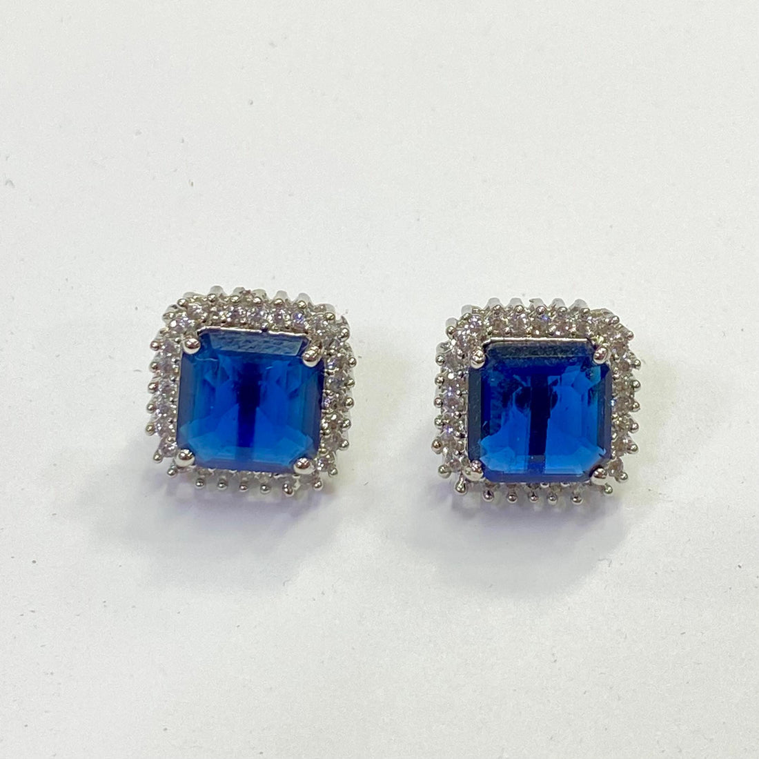 14K White Gold Plated CZ Stud Earrings | AAA Quality Square Cut | Minimalist Lightweight Earrings | Multiple Colors | Gift for Her — 5