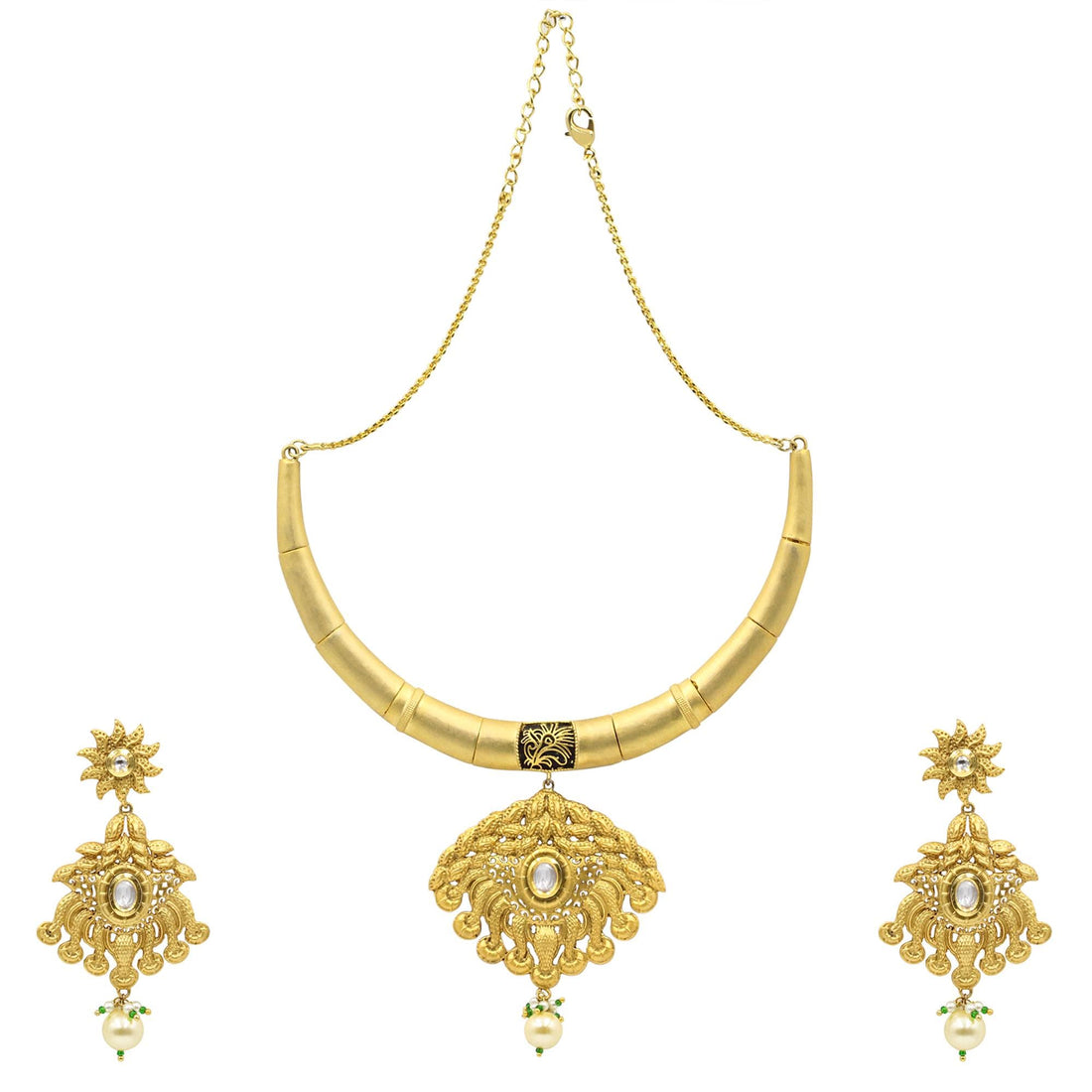 Traditional Indian Gold Plated Necklace Set | Handmade Bridal Wedding Jewelry | Fashion Statement Jewelry | Gift For Her — 2