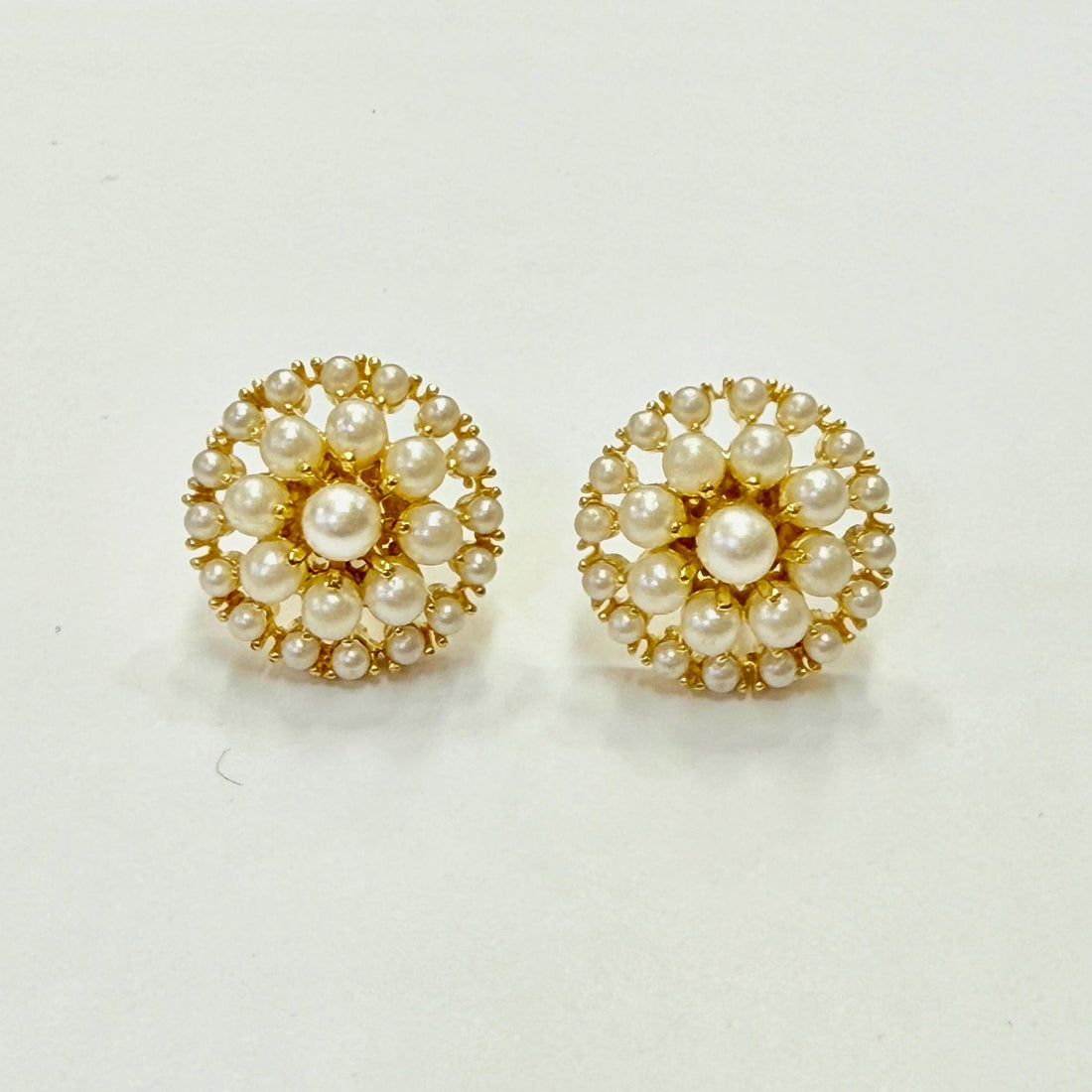 Gold Pearl earring stud, Flower stud earring, Fresh water pearl studs, Dainty Studs Jewelry — 7