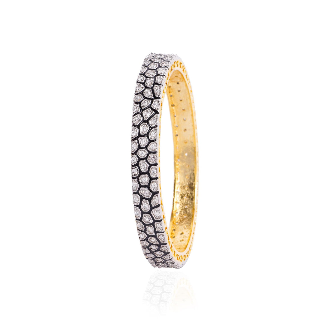 Gold Plated CZ Bangles | Black Rhodium Designer Bracelet Set | Indian Wedding Jewelry | Gift for Wife, Mom, Bridesmaid — 2