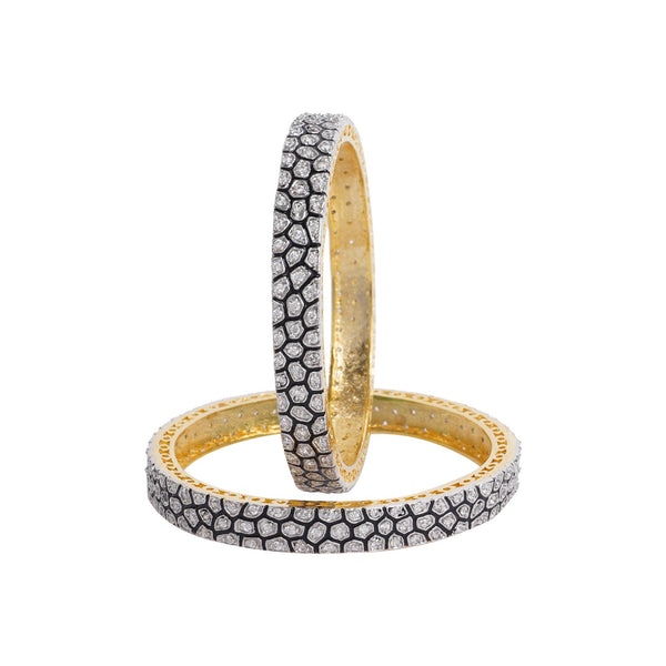 Gold Plated CZ Bangles | Black Rhodium Designer Bracelet Set | Indian Wedding Jewelry | Gift for Wife, Mom, Bridesmaid