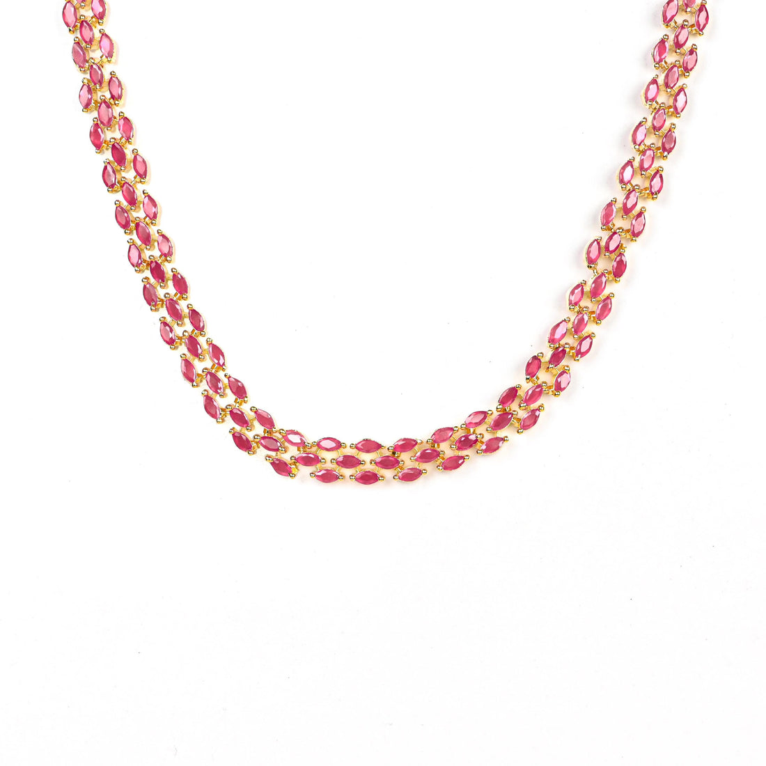 Marquise Stone Ruby Jewellery Set for Women | Statement Necklace with Earrings | Necklace Set | Traditional Ethnic Jewellery | Gift for Her — 4