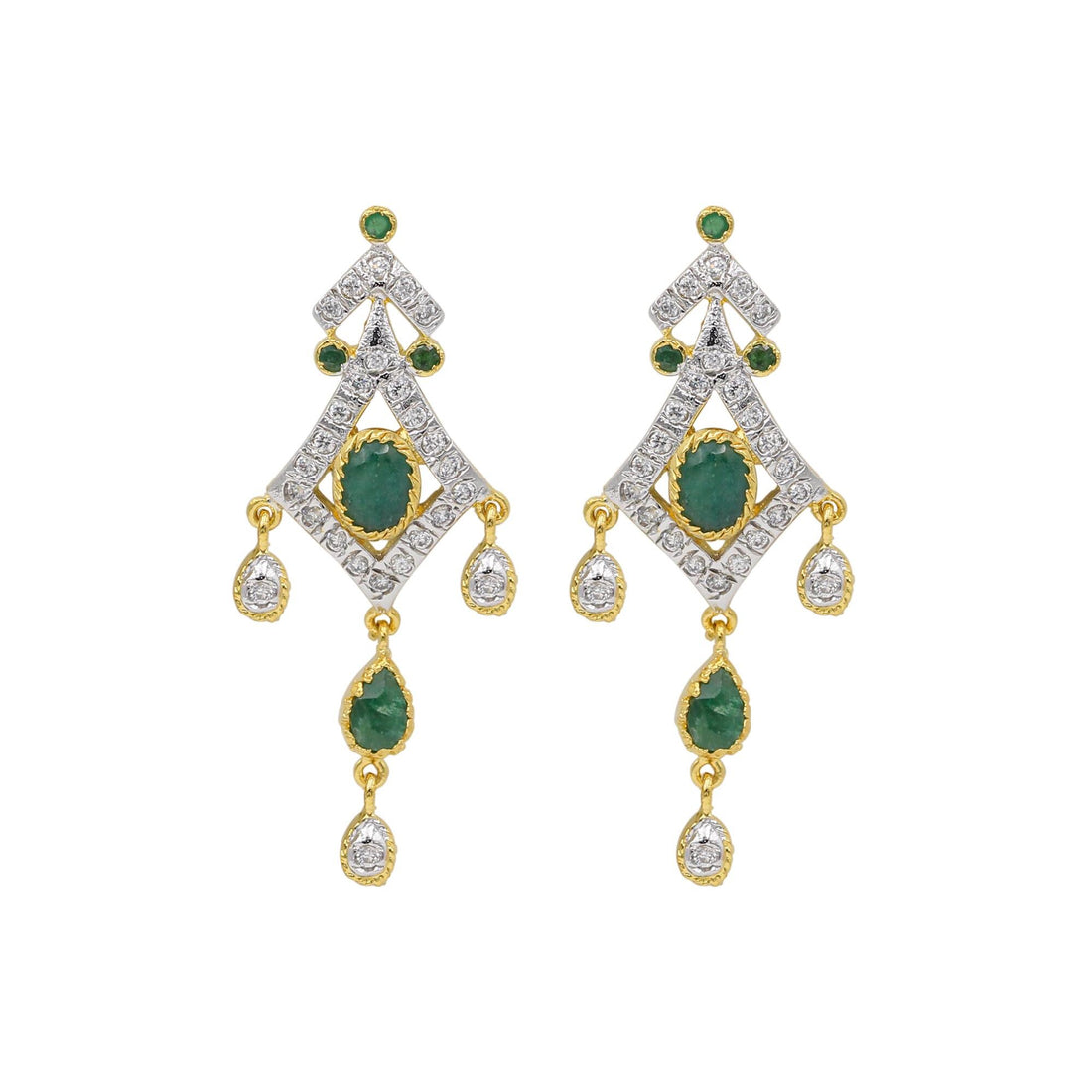 Emerald Necklace Set | Gold Plated Pendant Jewelry | Green Crystal Necklace and Earrings — 2