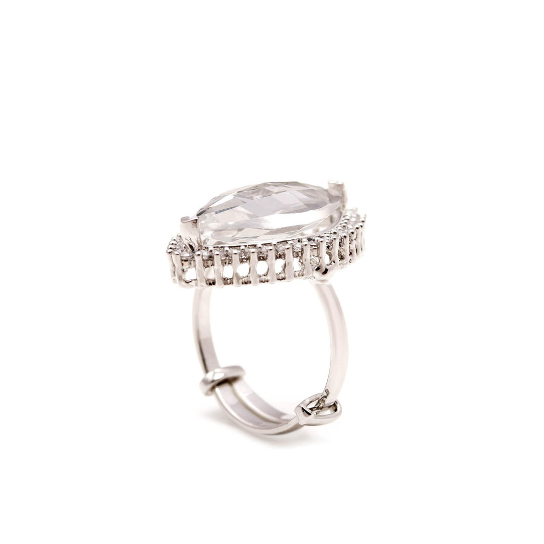 CZ Halo Silver Ring | Bold Gemstone Statement Ring for Women | Silver Marquise Stone Ring | Sparkly CZ Halo | Elegant Fashion Jewelry Gift — 4