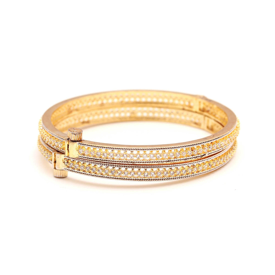 Elegant Gold Plated Bangles | Sparkling CZ Stone Bangles | Indian Bridal Jewelry | Traditional Kada Bracelet | Women’s Fashion Jewelry Gift — 4