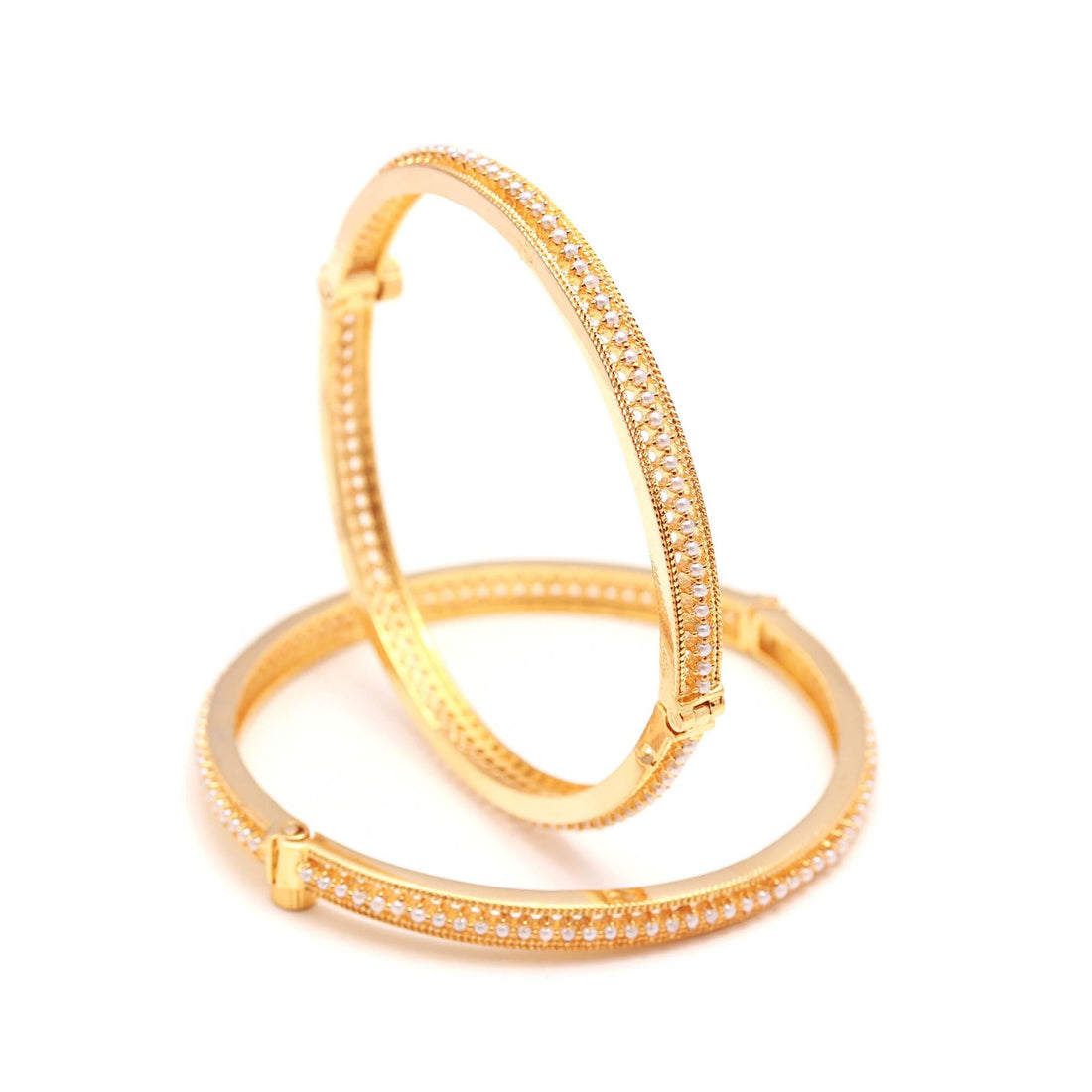 Gold Plated Fresh Water Pearls Bangles |Elegant Slim Kada Bracelet | Indian Traditional Jewelry |Wedding & Party Wear Bangles | Gift for Her — 2