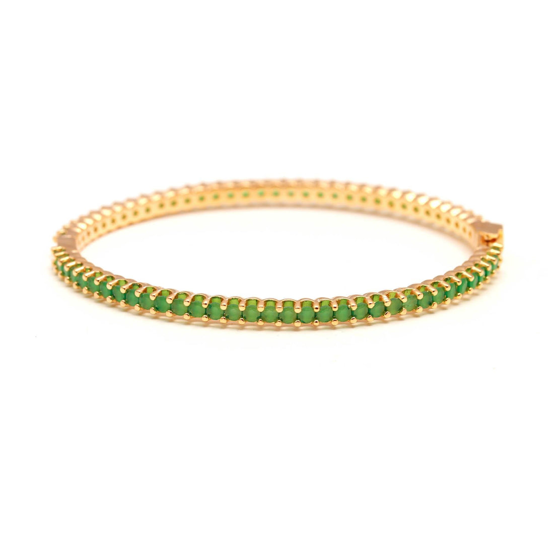 Green Onyx Gemstone Openable Tennis Bracelet- Gold Plated Dainty lightweight Jewelry bracelet — 3